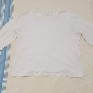 Frank And Oak Bright White Crewneck 3/4 Sleeve